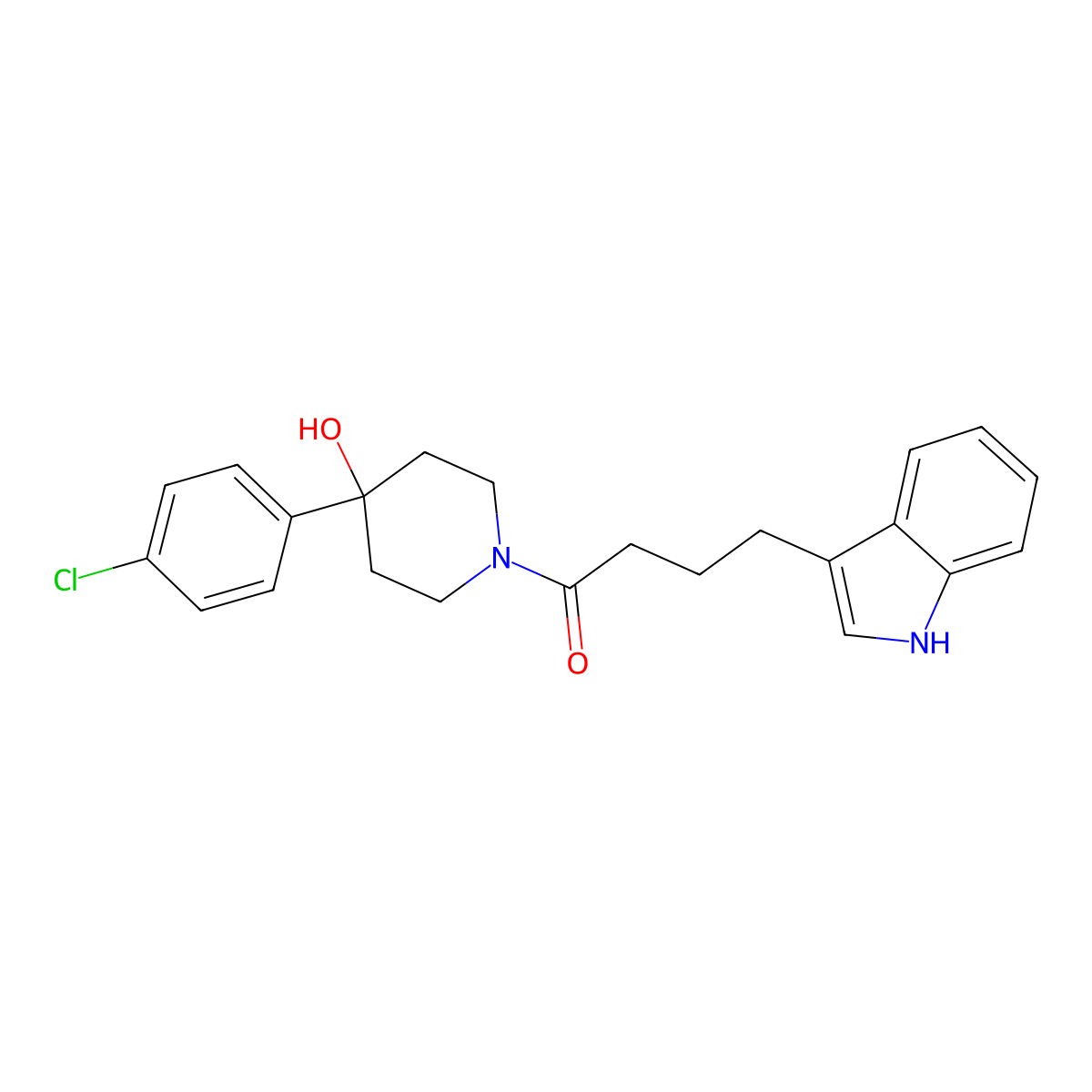 1-[4-(4-chlorophenyl)-4-hydroxypiperidin-1-yl]-4-(1H-indol-3-yl)butan-1-one molecular structure, CAS 1574470-86-2