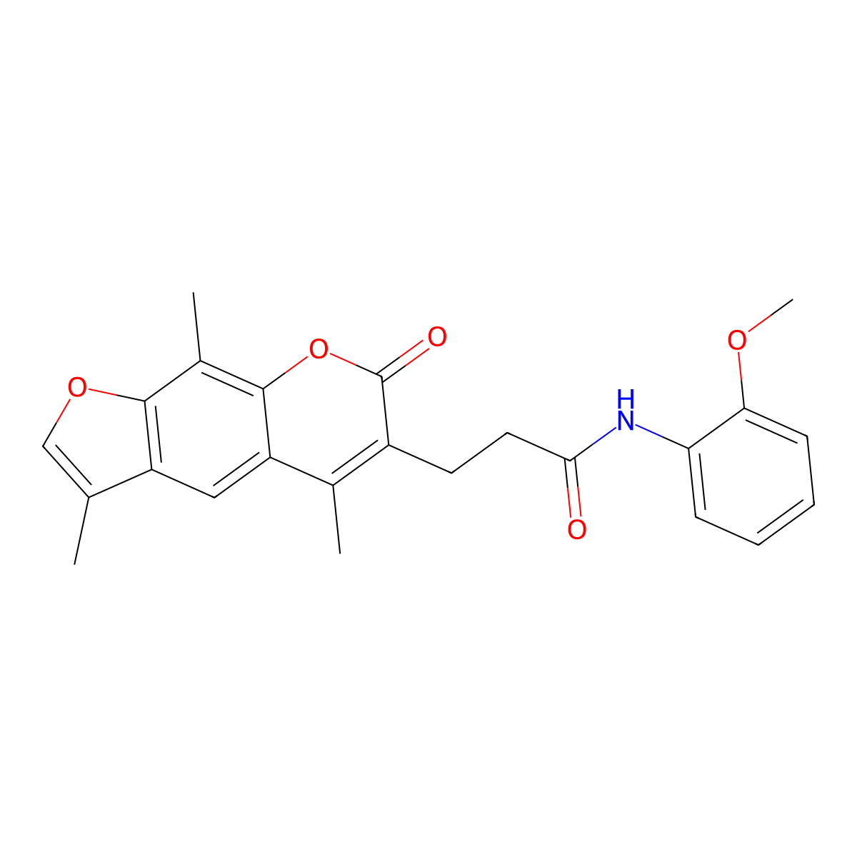 N-(2-methoxyphenyl)-3-(3,5,9-trimethyl-7-oxo-7H-furo[3,2-g]chromen-6-yl)propanamide molecular structure, CAS 1574470-89-5