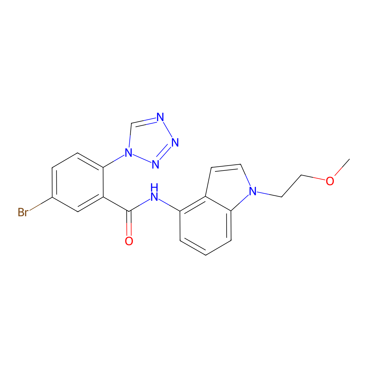 5-bromo-N-[1-(2-methoxyethyl)-1H-indol-4-yl]-2-(1H-tetrazol-1-yl)benzamide molecular structure, CAS 1574470-92-0