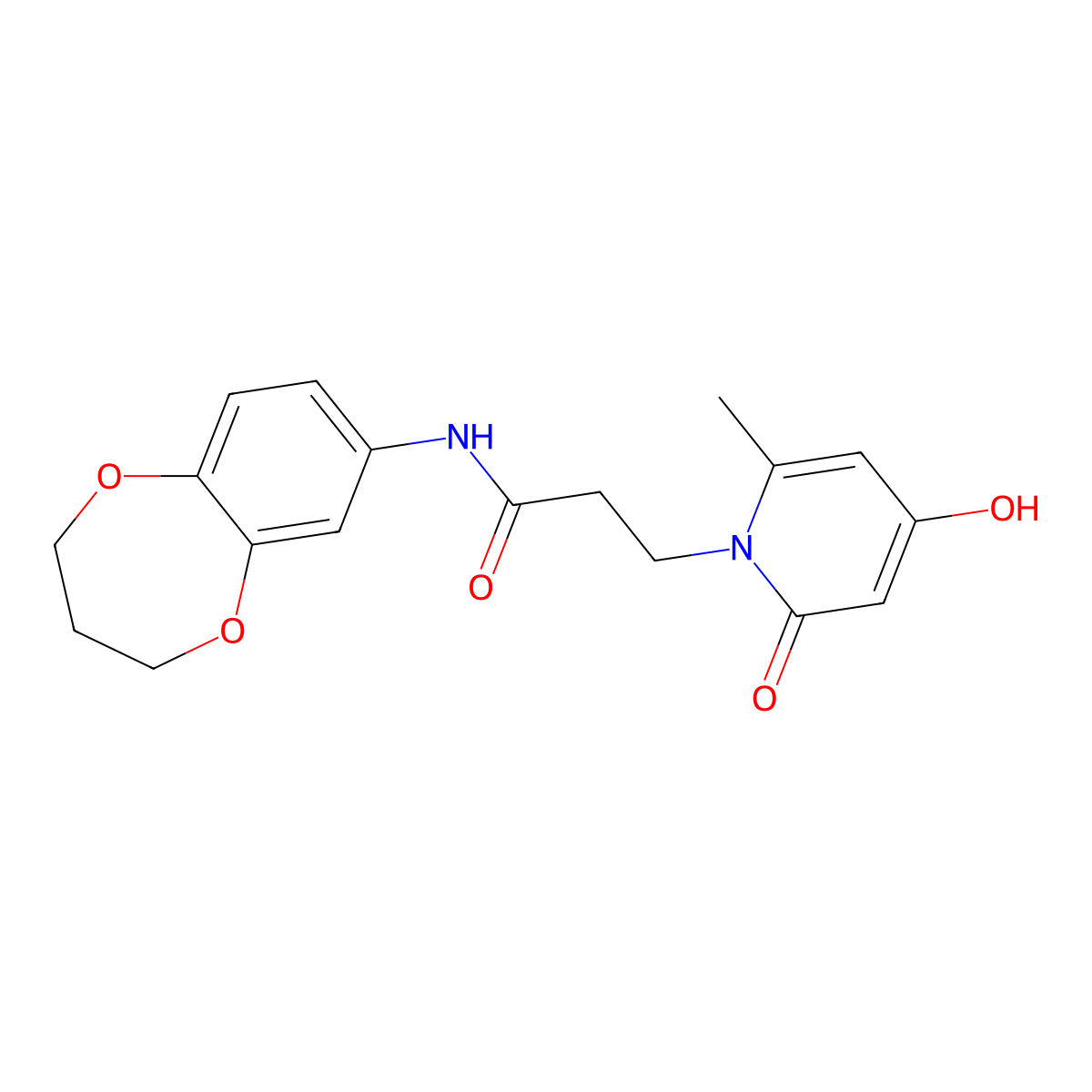 N-(3,4-dihydro-2H-1,5-benzodioxepin-7-yl)-3-[4-hydroxy-2-methyl-6-oxo-1(6H)-pyridinyl]propanamide molecular structure, CAS 1574471-09-2
