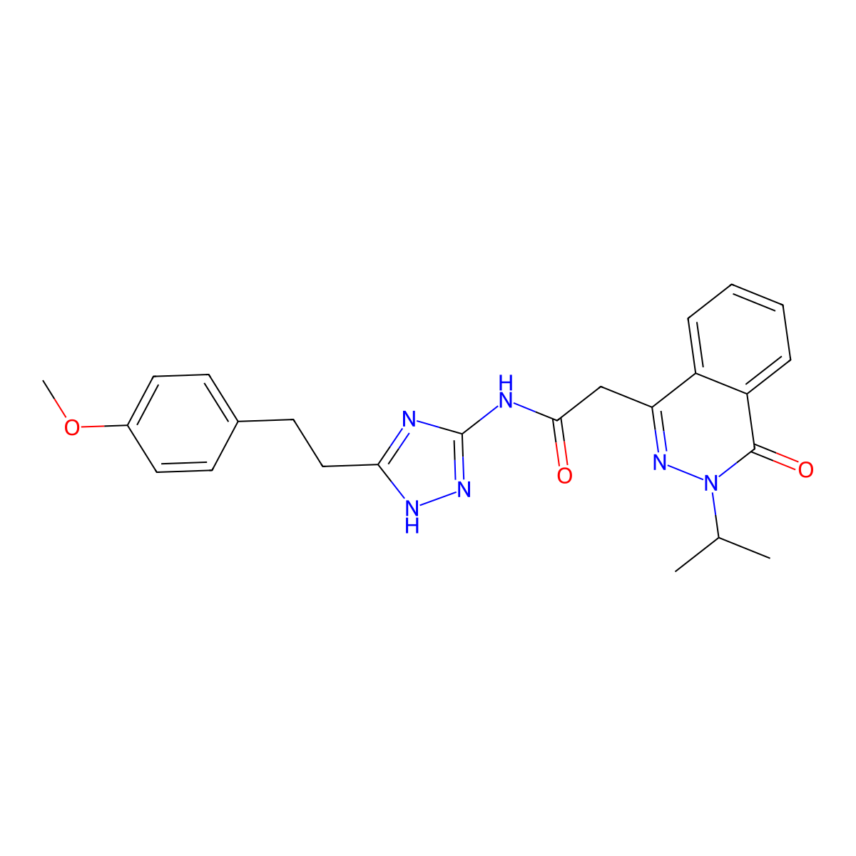 N-{3-[2-(4-methoxyphenyl)ethyl]-1H-1,2,4-triazol-5-yl}-2-[4-oxo-3-(propan-2-yl)-3,4-dihydrophthalazin-1-yl]acetamide molecular structure, CAS 1574471-26-3