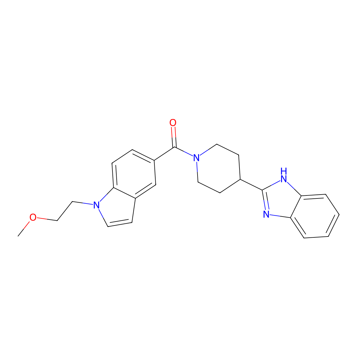 [4-(1H-benzimidazol-2-yl)piperidin-1-yl][1-(2-methoxyethyl)-1H-indol-5-yl]methanone molecular structure, CAS 1574471-29-6