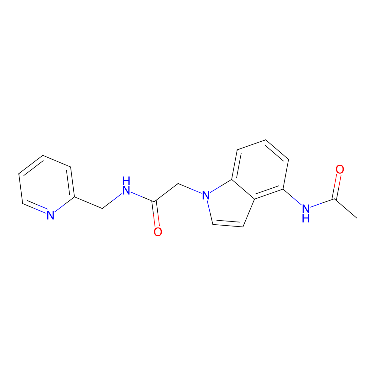 2-[4-(acetylamino)-1H-indol-1-yl]-N-(2-pyridylmethyl)acetamide molecular structure, CAS 1574471-54-7