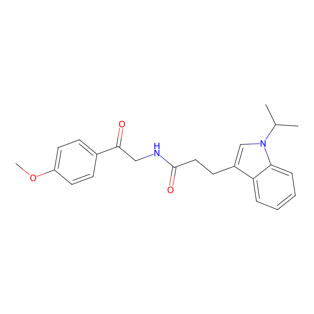 N-[2-(4-methoxyphenyl)-2-oxoethyl]-3-[1-(propan-2-yl)-1H-indol-3-yl]propanamide molecular structure, CAS 1574471-64-9