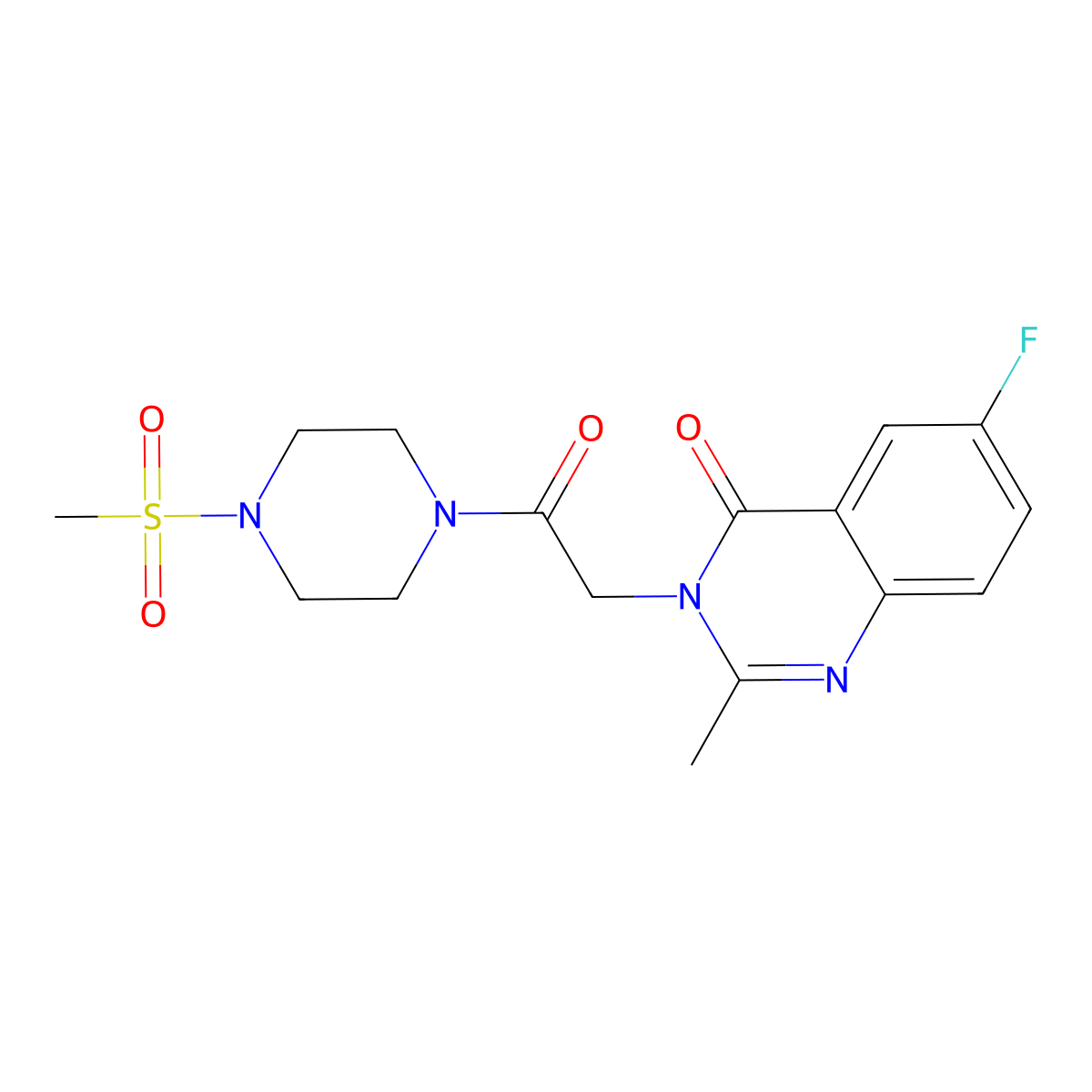 6-fluoro-2-methyl-3-{2-[4-(methylsulfonyl)piperazin-1-yl]-2-oxoethyl}quinazolin-4(3H)-one molecular structure, CAS 1574471-66-1