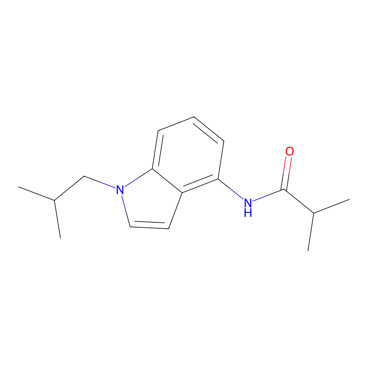N-(1-isobutyl-1H-indol-4-yl)-2-methylpropanamide molecular structure, CAS 1574471-87-6