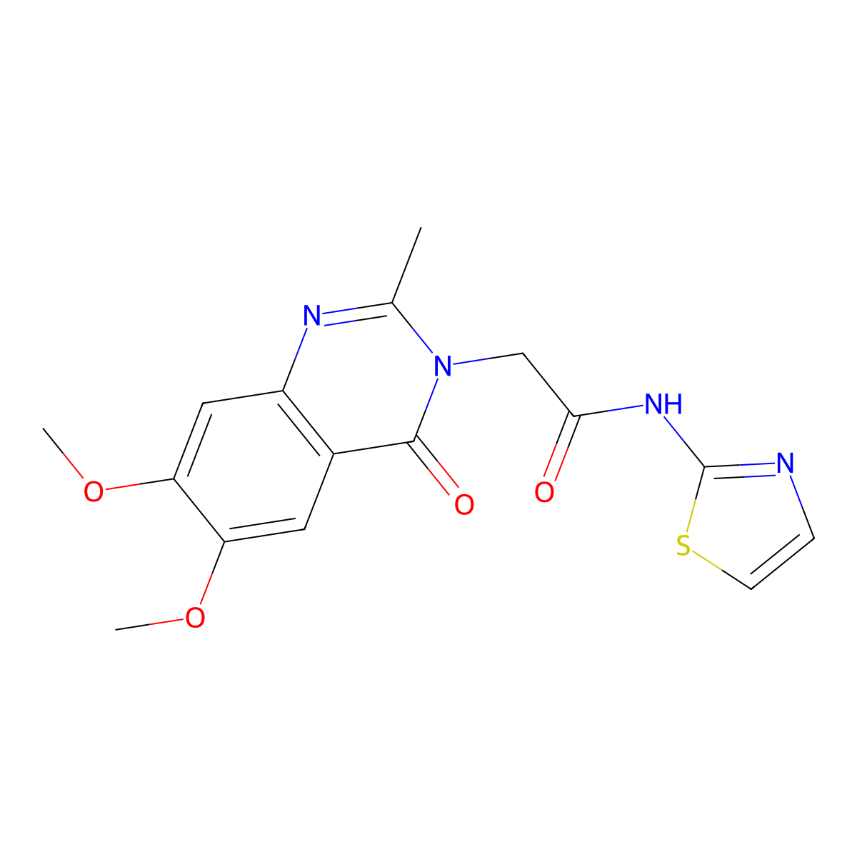2-(6,7-dimethoxy-2-methyl-4-oxoquinazolin-3(4H)-yl)-N-(1,3-thiazol-2-yl)acetamide molecular structure, CAS 1574472-07-3