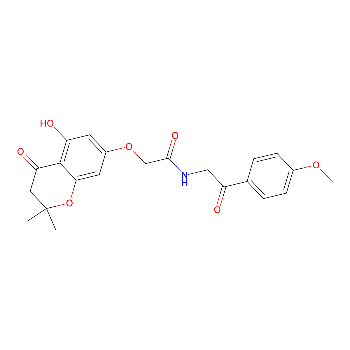 2-[(5-hydroxy-2,2-dimethyl-4-oxo-3,4-dihydro-2H-chromen-7-yl)oxy]-N-[2-(4-methoxyphenyl)-2-oxoethyl]acetamide molecular structure, CAS 1574472-21-1