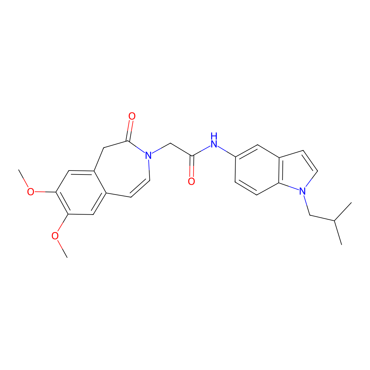 2-(7,8-dimethoxy-2-oxo-1,2-dihydro-3H-3-benzazepin-3-yl)-N-[1-(2-methylpropyl)-1H-indol-5-yl]acetamide molecular structure, CAS 1574472-35-7