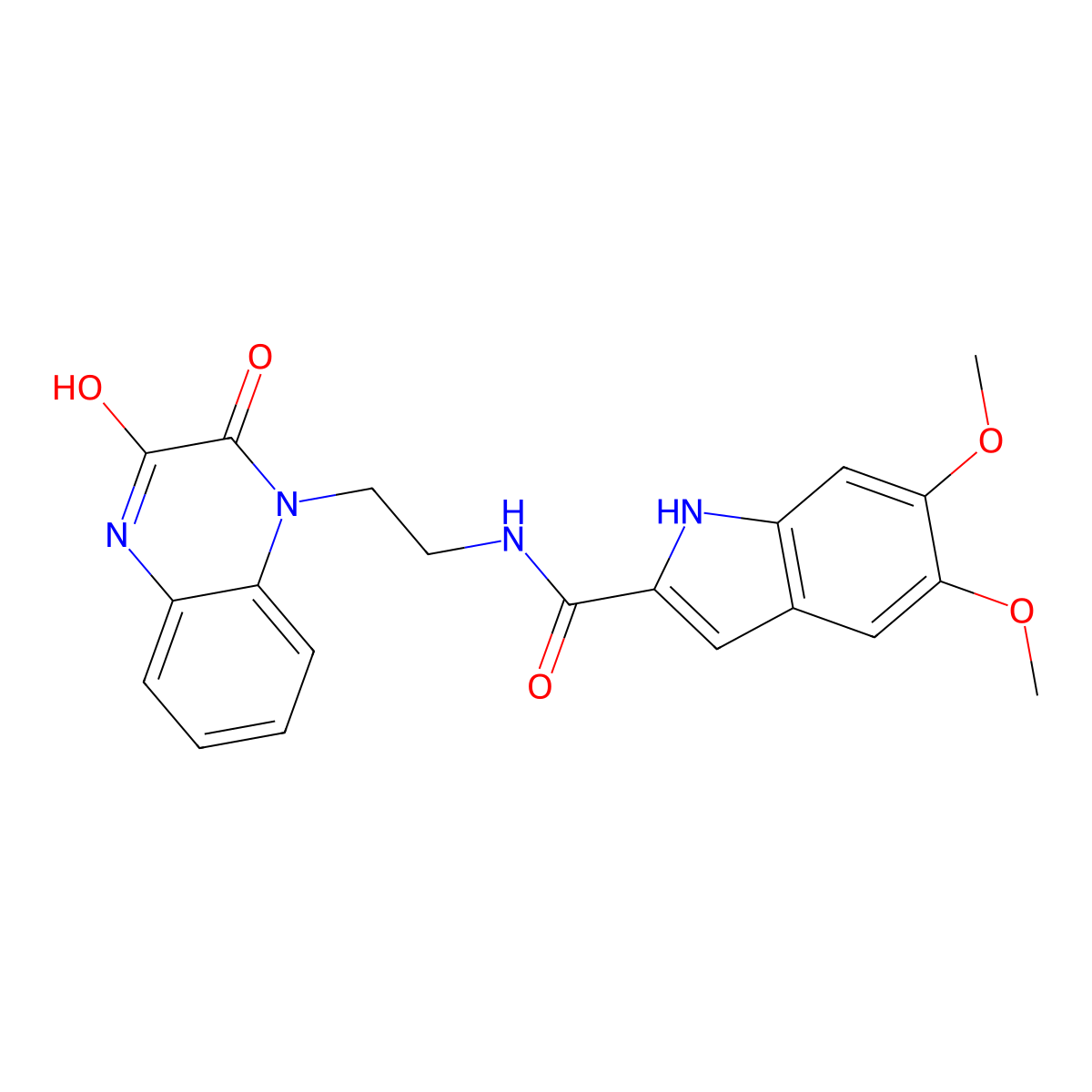 N-(2-(3-hydroxy-2-oxoquinoxalin-1(2H)-yl)ethyl)-5,6-dimethoxy-1H-indole-2-carboxamide molecular structure, CAS 1574472-54-0