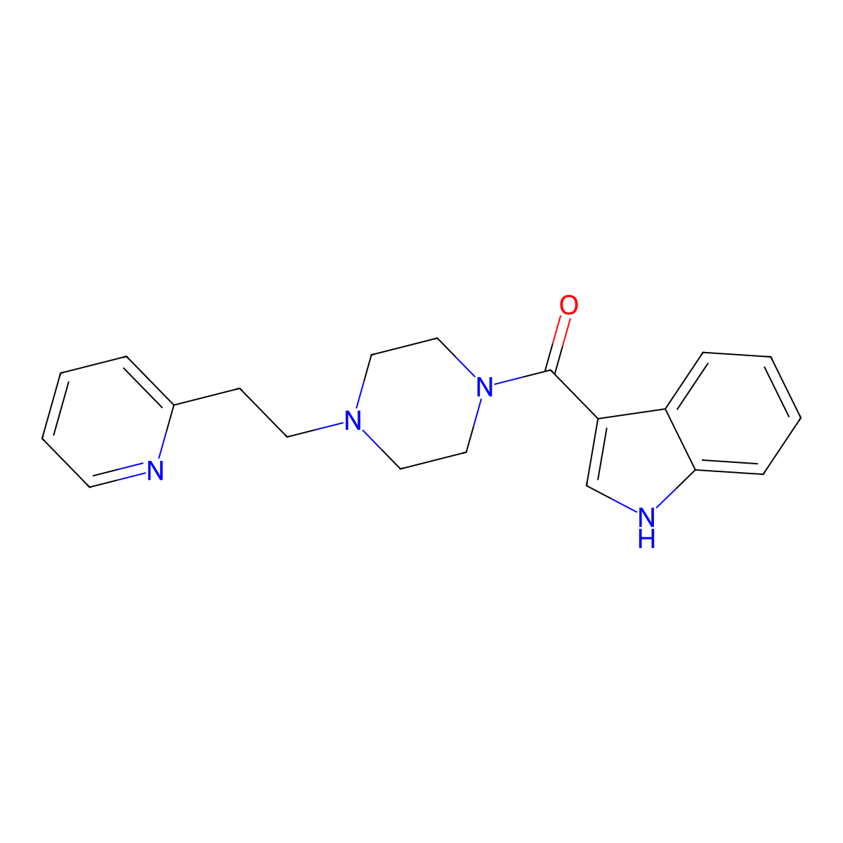 1H-indol-3-yl{4-[2-(pyridin-2-yl)ethyl]piperazin-1-yl}methanone molecular structure, CAS 1574472-98-2