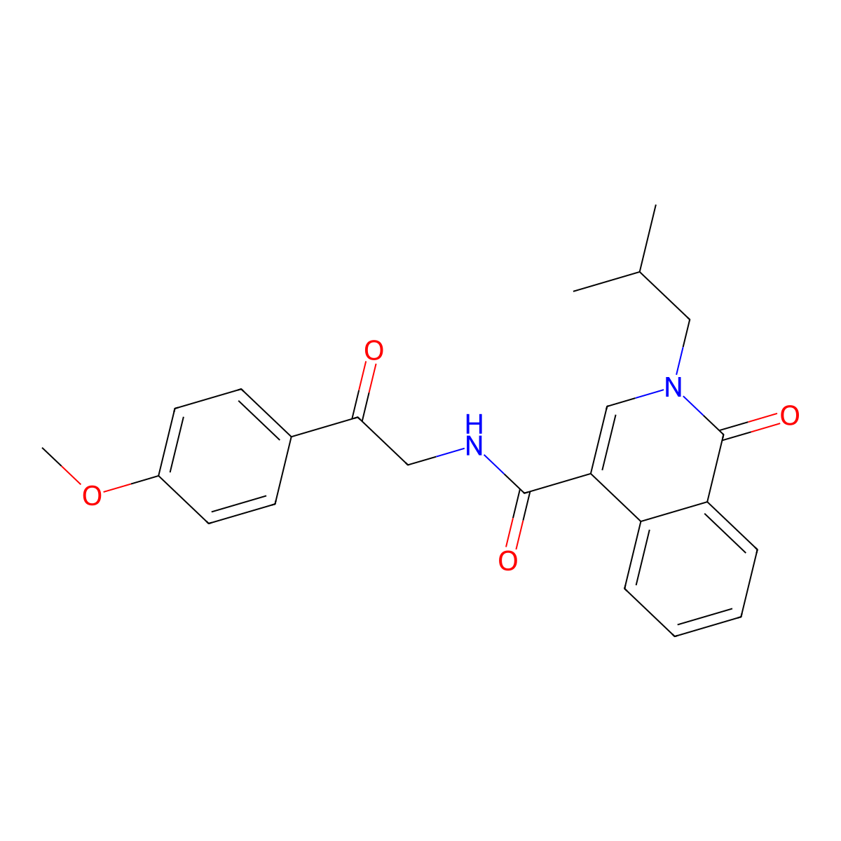 N-[2-(4-methoxyphenyl)-2-oxoethyl]-2-(2-methylpropyl)-1-oxo-1,2-dihydroisoquinoline-4-carboxamide molecular structure, CAS 1574473-11-2