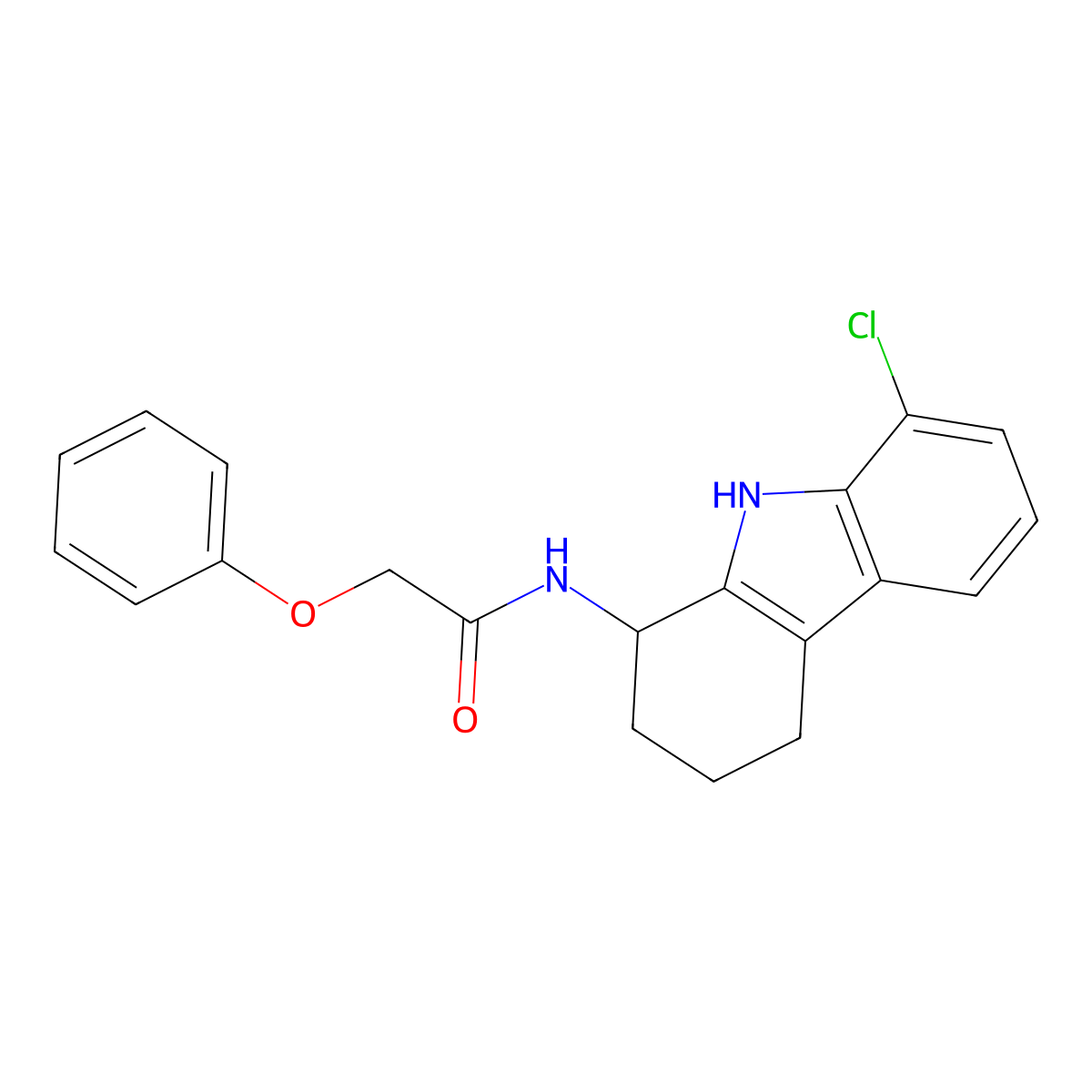 N-(8-chloro-2,3,4,9-tetrahydro-1H-carbazol-1-yl)-2-phenoxyacetamide molecular structure, CAS 1574473-18-9