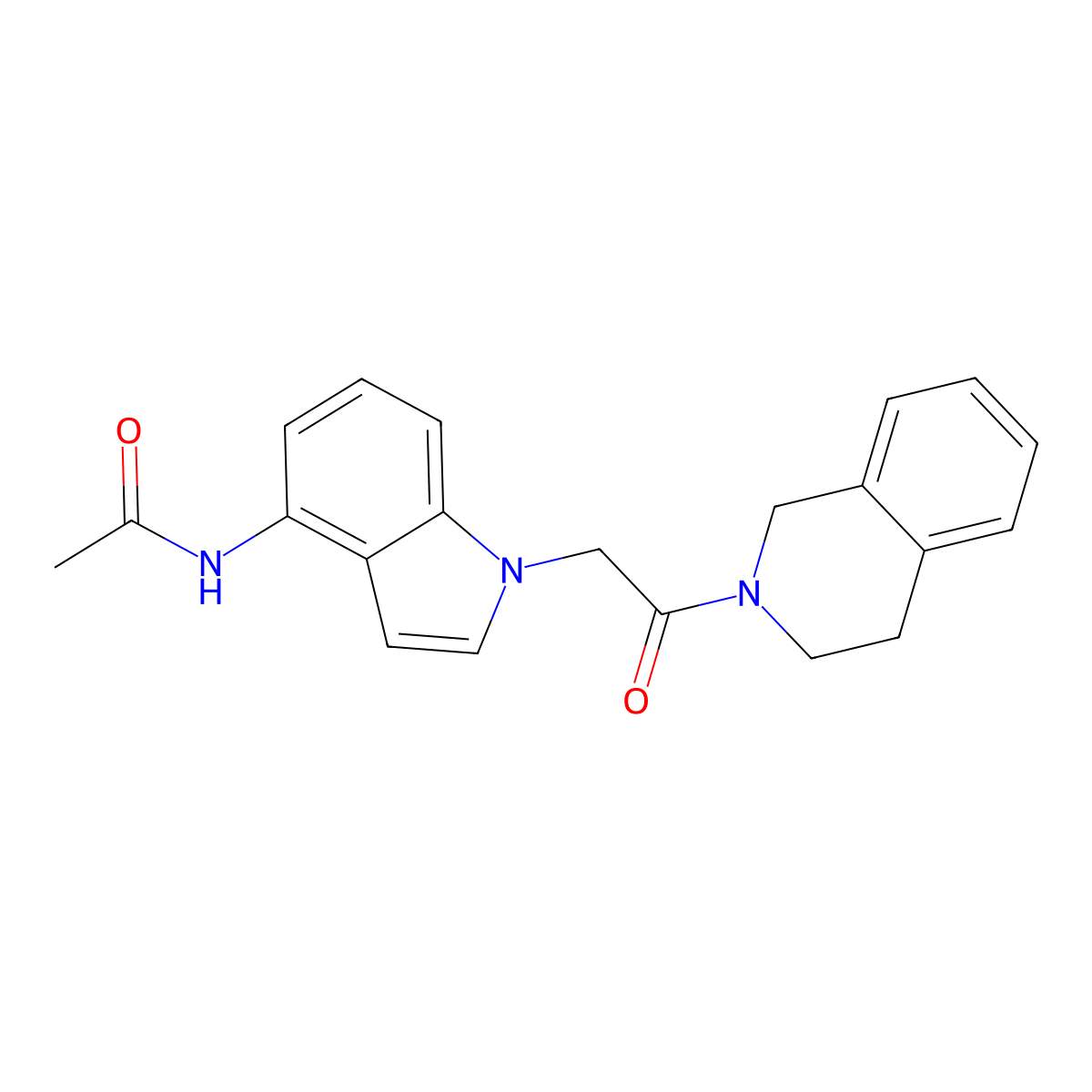 N-(1-{2-[3,4-dihydro-2(1H)-isoquinolinyl]-2-oxoethyl}-1H-indol-4-yl)acetamide molecular structure, CAS 1574473-28-1