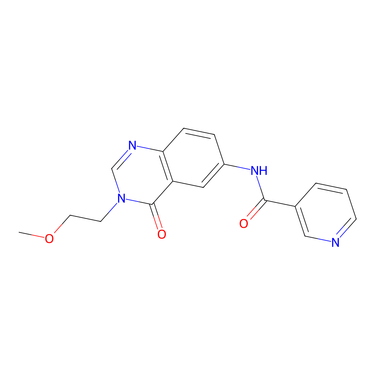 N-[3-(2-methoxyethyl)-4-oxo-3,4-dihydroquinazolin-6-yl]pyridine-3-carboxamide molecular structure, CAS 1574473-54-3