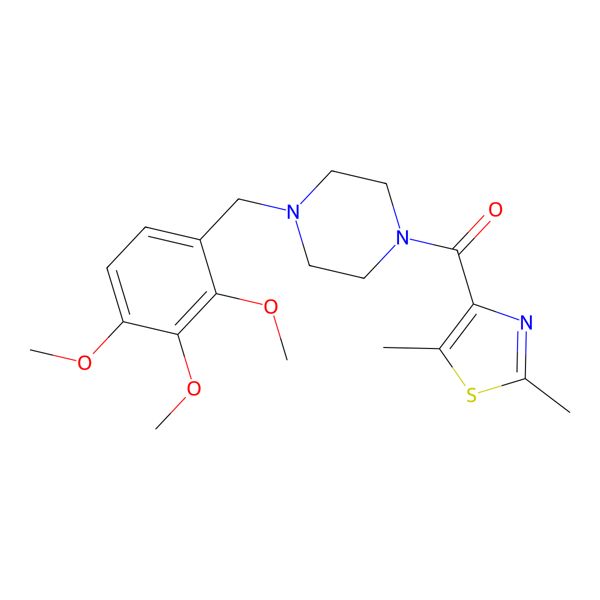 (2,5-Dimethyl-1,3-thiazol-4-yl)[4-(2,3,4-trimethoxybenzyl)piperazino]methanone molecular structure, CAS 1574473-57-6