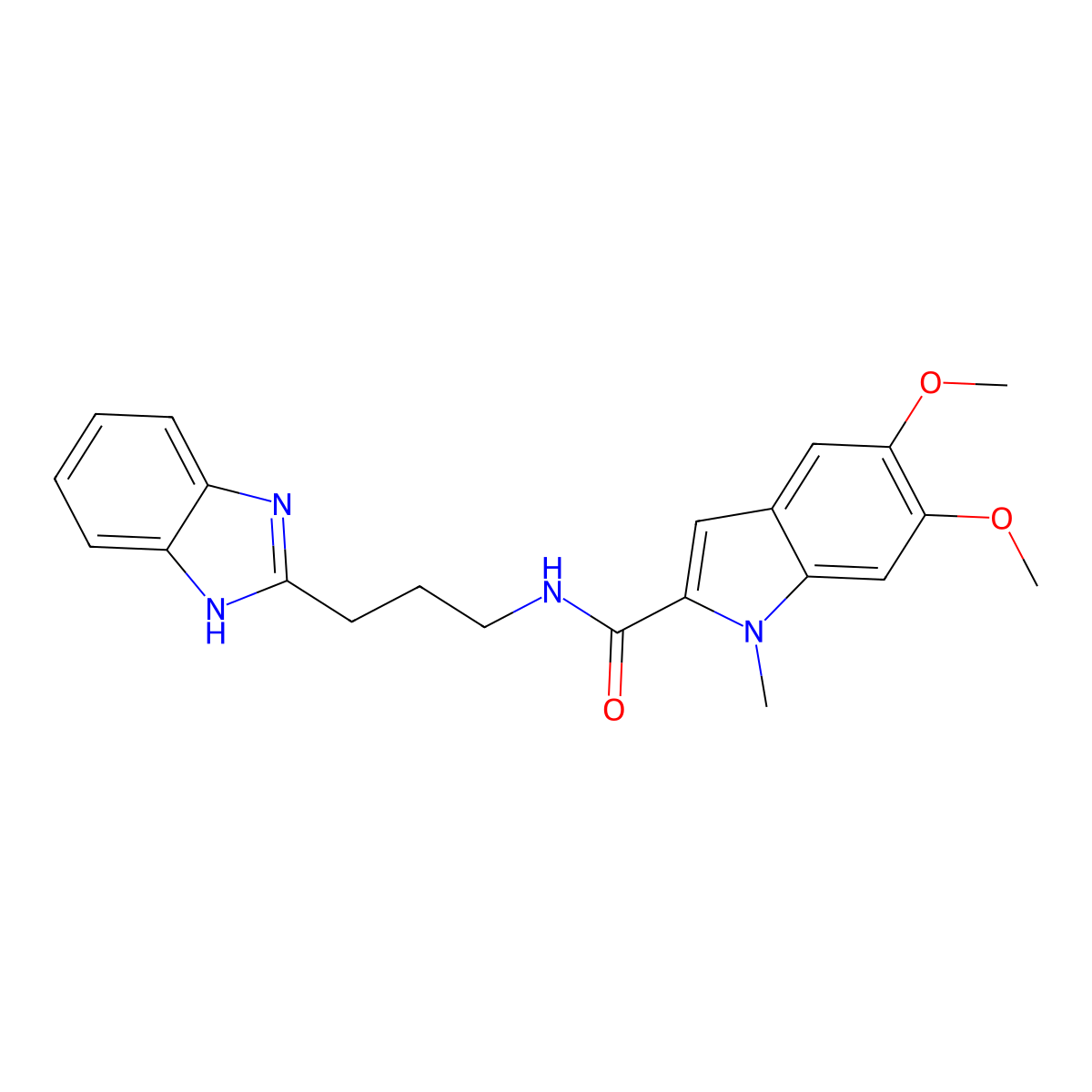 N-[3-(1H-benzimidazol-2-yl)propyl]-5,6-dimethoxy-1-methyl-1H-indole-2-carboxamide molecular structure, CAS 1574473-77-0