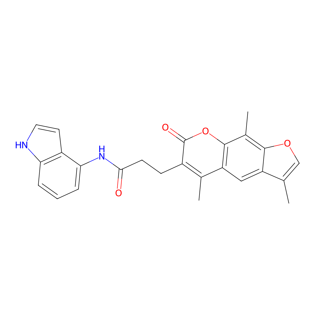 N-(1H-indol-4-yl)-3-(3,5,9-trimethyl-7-oxo-7H-furo[3,2-g]chromen-6-yl)propanamide molecular structure, CAS 1574473-87-2