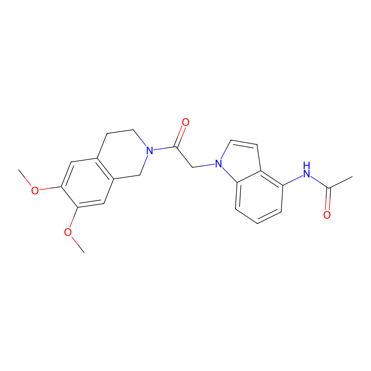N-(1-{2-[6,7-dimethoxy-3,4-dihydro-2(1H)-isoquinolinyl]-2-oxoethyl}-1H-indol-4-yl)acetamide molecular structure, CAS 1574474-32-0