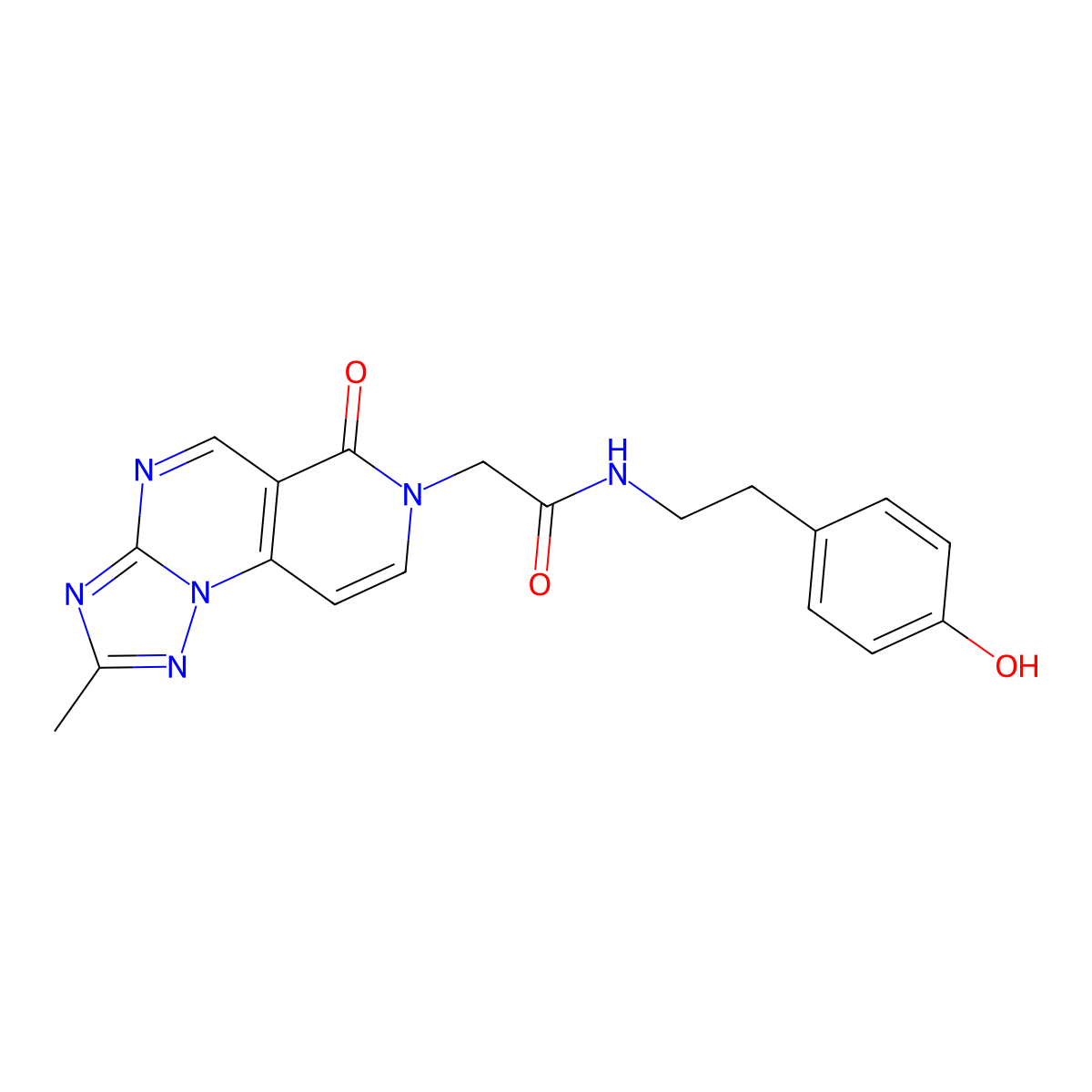 N-[2-(4-hydroxyphenyl)ethyl]-2-(2-methyl-6-oxopyrido[3,4-e][1,2,4]triazolo[1,5-a]pyrimidin-7(6H)-yl)acetamide molecular structure, CAS 1574474-43-3