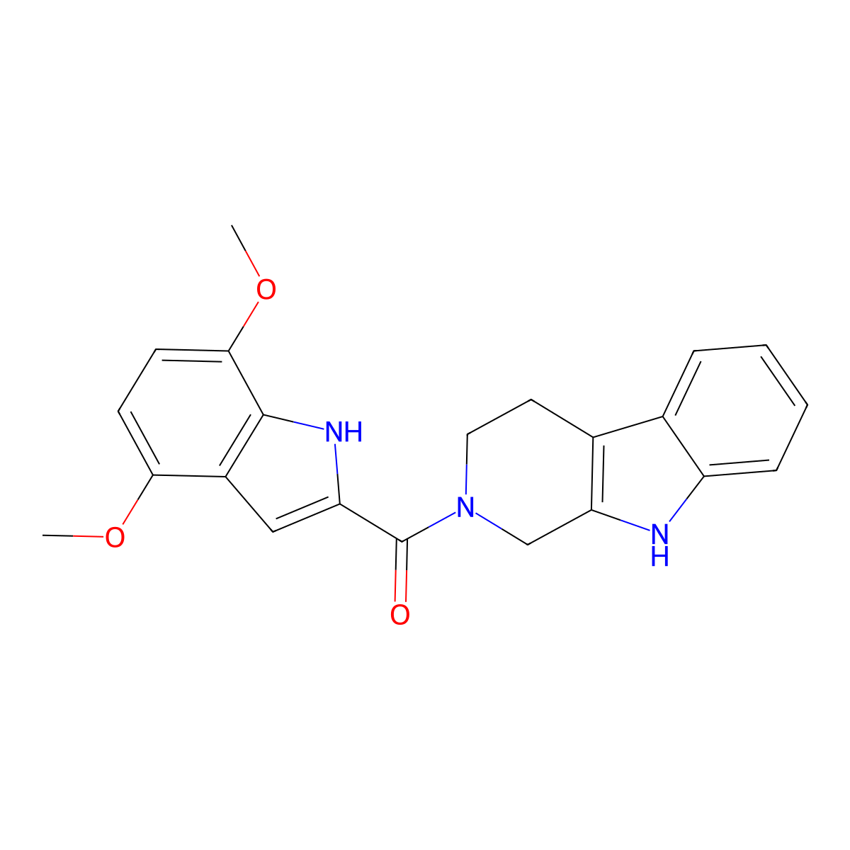 (4,7-dimethoxy-1H-indol-2-yl)(1,3,4,9-tetrahydro-2H-beta-carbolin-2-yl)methanone molecular structure, CAS 1574474-47-7