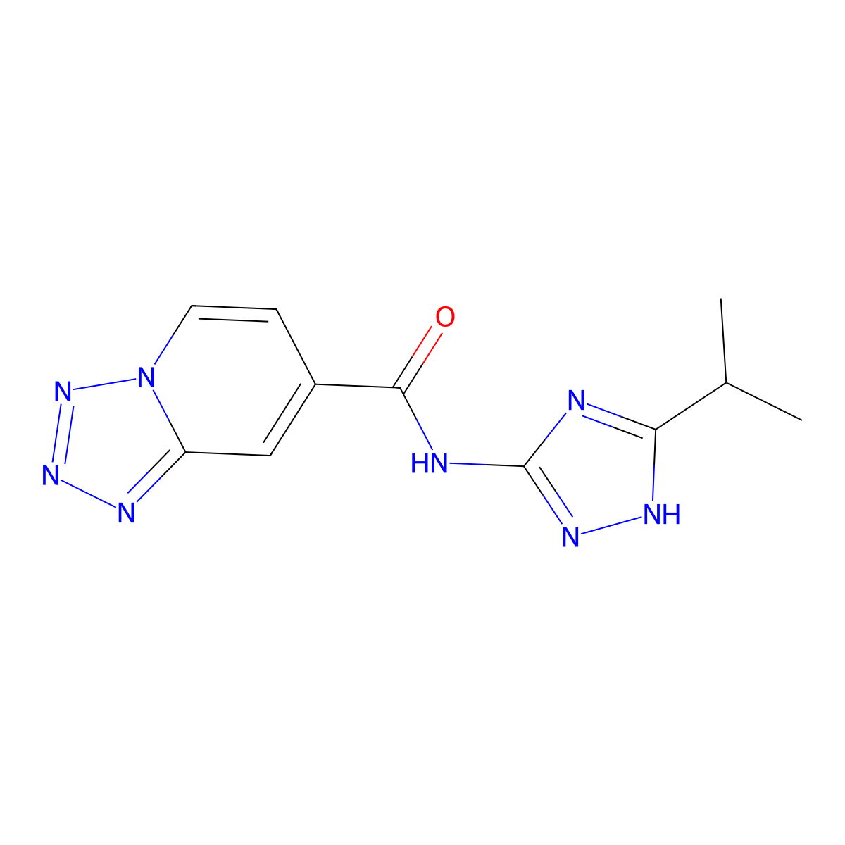 N-[3-(propan-2-yl)-1H-1,2,4-triazol-5-yl]tetrazolo[1,5-a]pyridine-7-carboxamide molecular structure, CAS 1574474-67-1