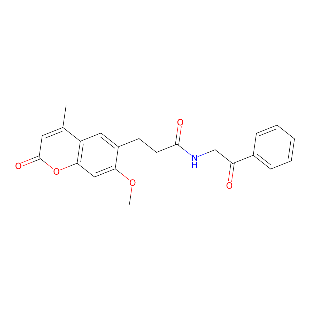 3-(7-methoxy-4-methyl-2-oxo-2H-chromen-6-yl)-N-(2-oxo-2-phenylethyl)propanamide molecular structure, CAS 1574474-73-9