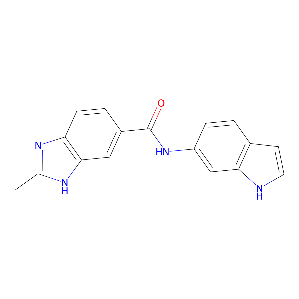 N-(1H-indol-6-yl)-2-methyl-1H-benzimidazole-6-carboxamide molecular structure, CAS 1574474-84-2