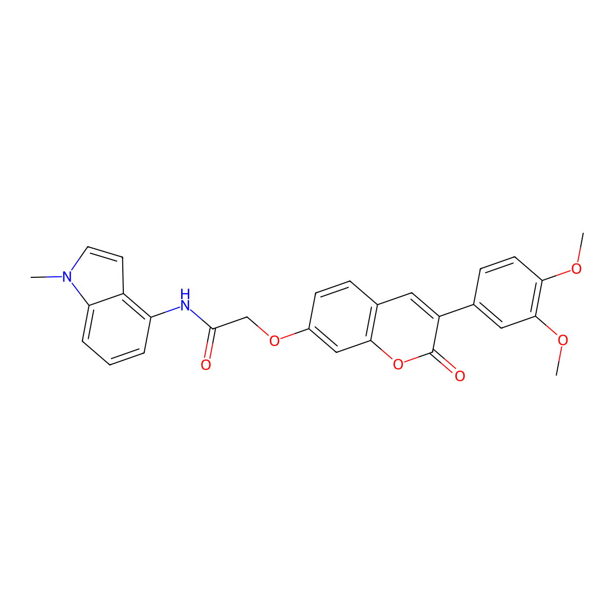 2-{[3-(3,4-dimethoxyphenyl)-2-oxo-2H-chromen-7-yl]oxy}-N-(1-methyl-1H-indol-4-yl)acetamide molecular structure, CAS 1574474-92-2