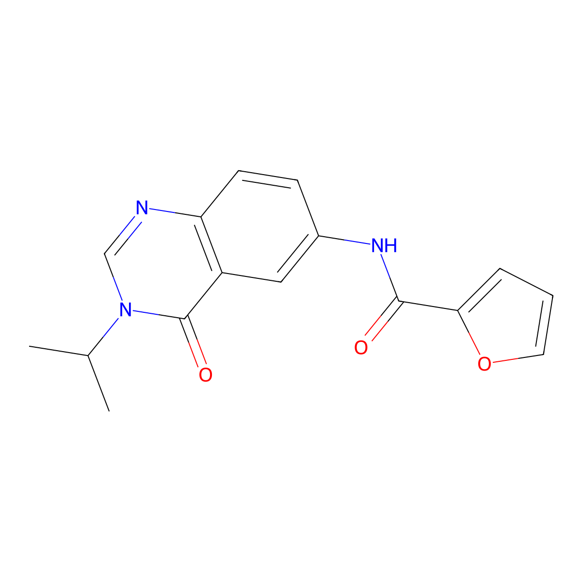 N-[4-oxo-3-(propan-2-yl)-3,4-dihydroquinazolin-6-yl]furan-2-carboxamide molecular structure, CAS 1574477-09-0