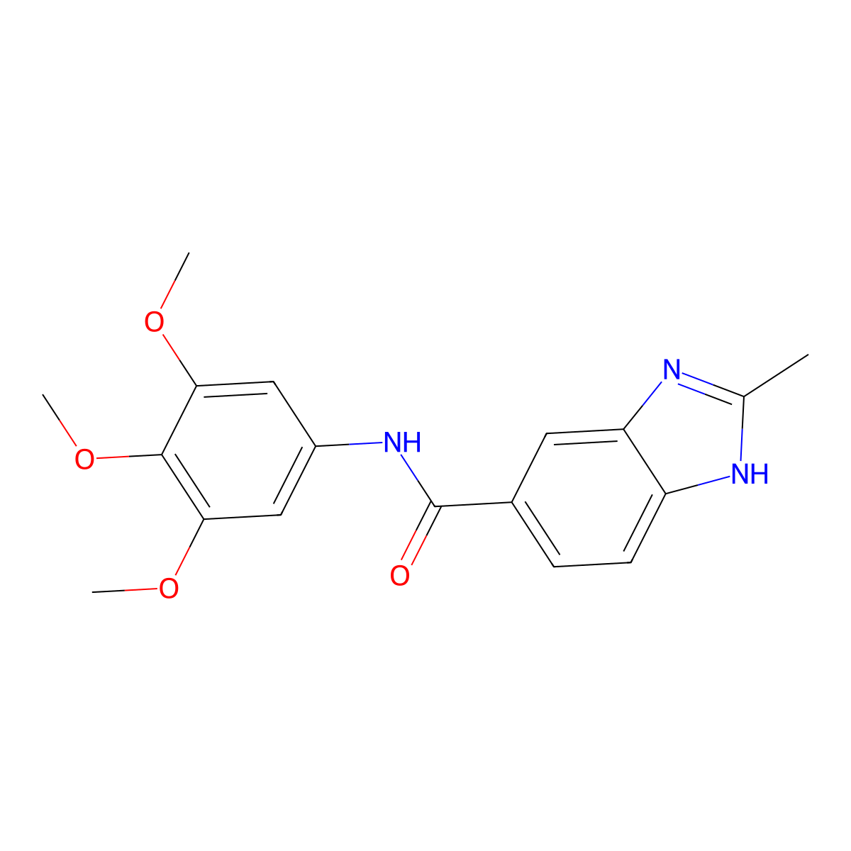 2-methyl-N-(3,4,5-trimethoxyphenyl)-1H-benzimidazole-6-carboxamide molecular structure, CAS 1574477-13-6