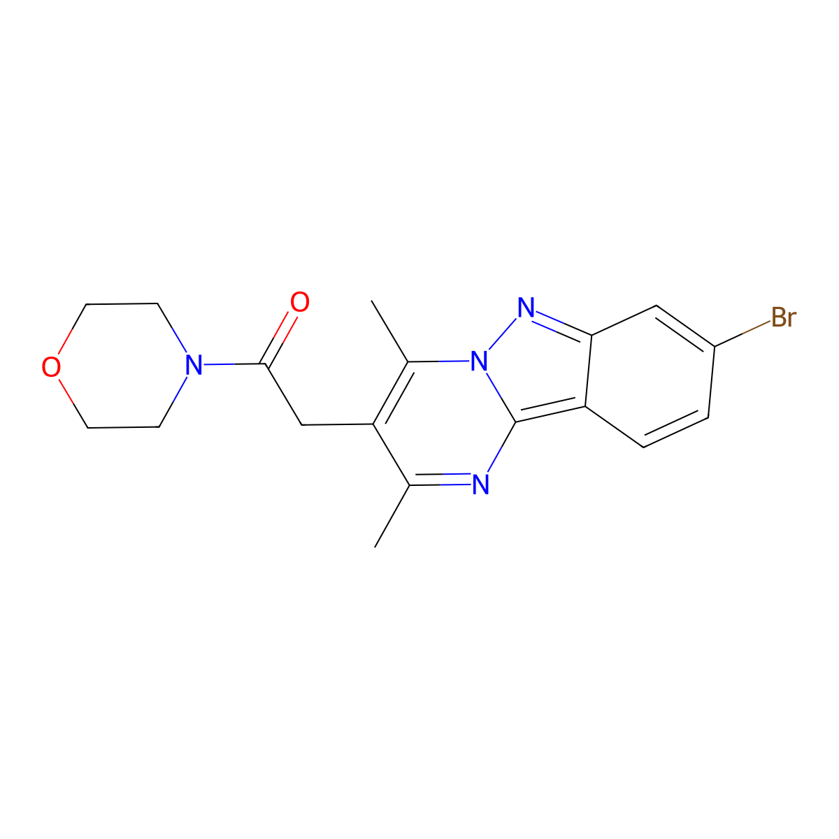 2-(8-Bromo-2,4-dimethylpyrimido[1,2-b]indazol-3-yl)-1-morpholino-1-ethanone molecular structure, CAS 1574477-40-9