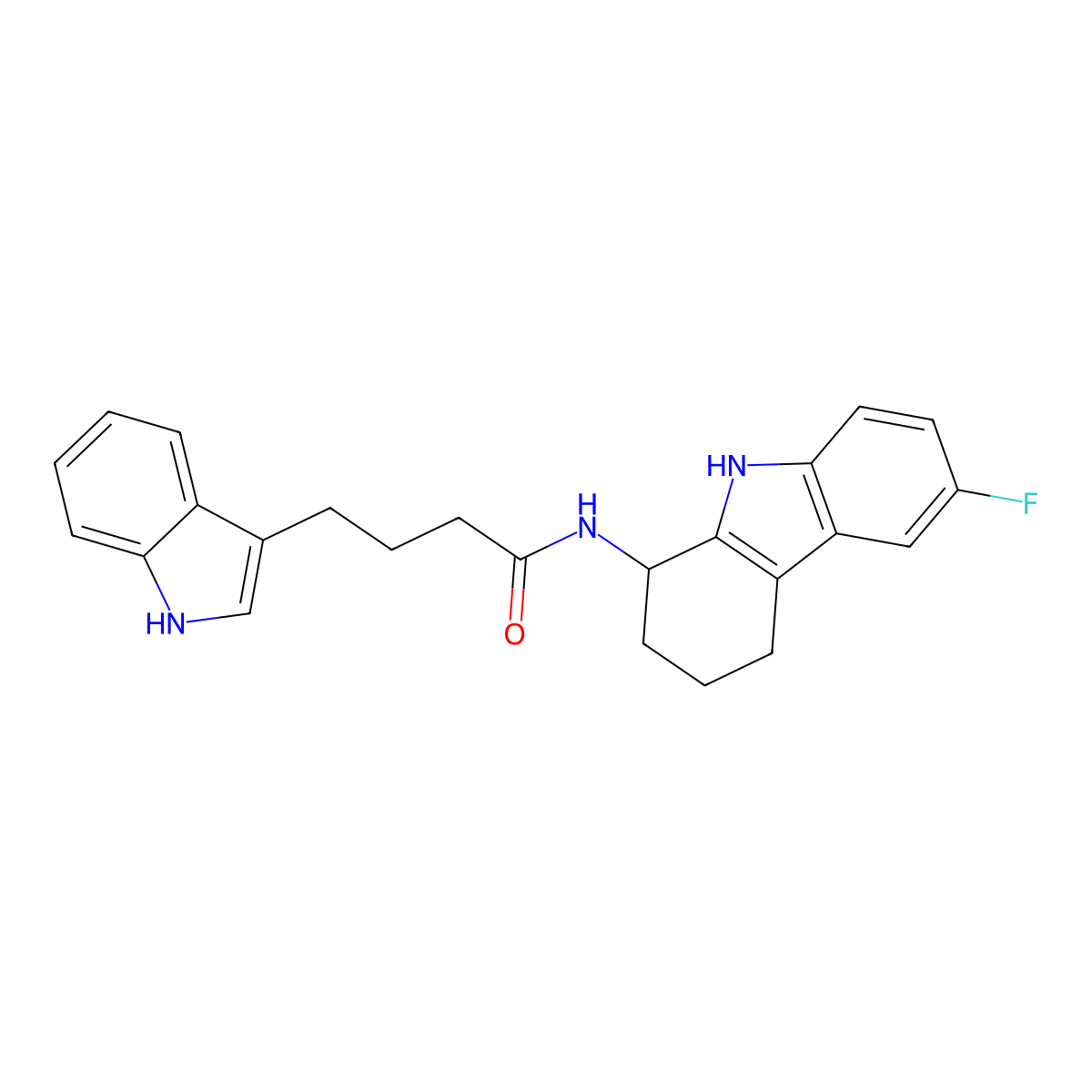 N-(6-Fluoro-2,3,4,9-tetrahydro-1H-carbazol-1-YL)-4-(1H-indol-3-YL)butanamide molecular structure, CAS 1574477-52-3