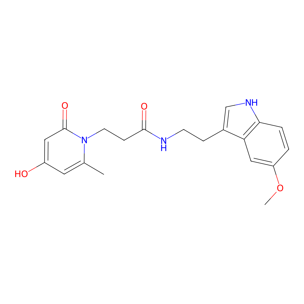 3-(4-hydroxy-6-methyl-2-oxopyridin-1(2H)-yl)-N-[2-(5-methoxy-1H-indol-3-yl)ethyl]propanamide molecular structure, CAS 1574477-91-0