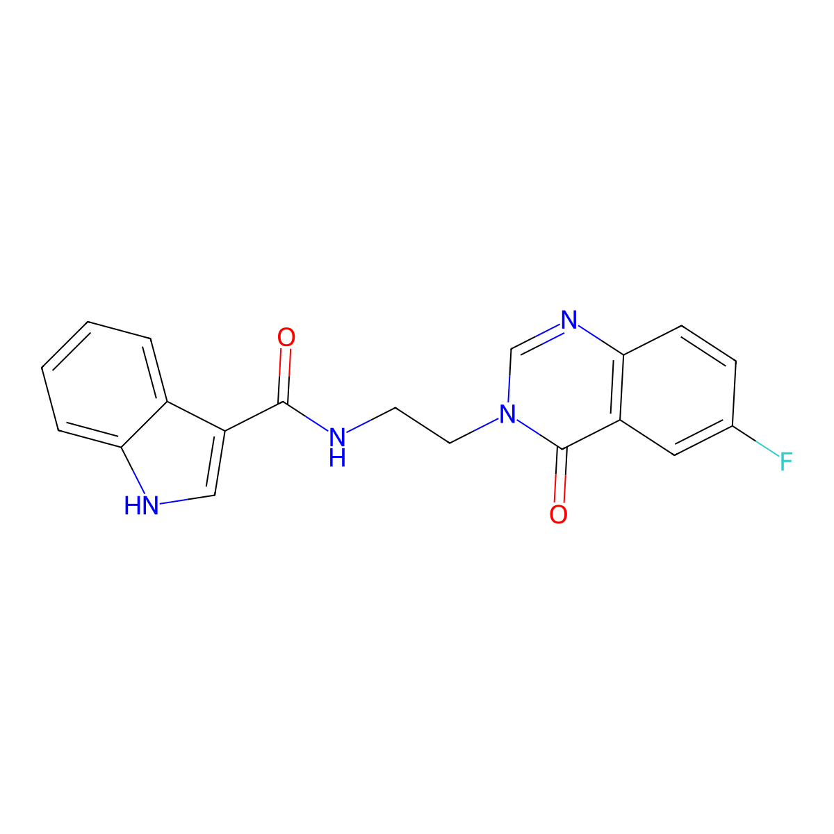 N-[2-(6-fluoro-4-oxoquinazolin-3(4H)-yl)ethyl]-1H-indole-3-carboxamide molecular structure, CAS 1574478-07-1