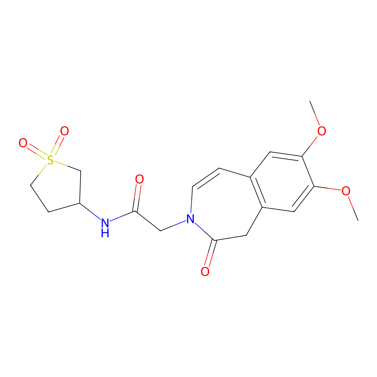 2-(7,8-dimethoxy-2-oxo-1,2-dihydro-3H-3-benzazepin-3-yl)-N-(1,1-dioxidotetrahydrothiophen-3-yl)acetamide molecular structure, CAS 1574478-30-0