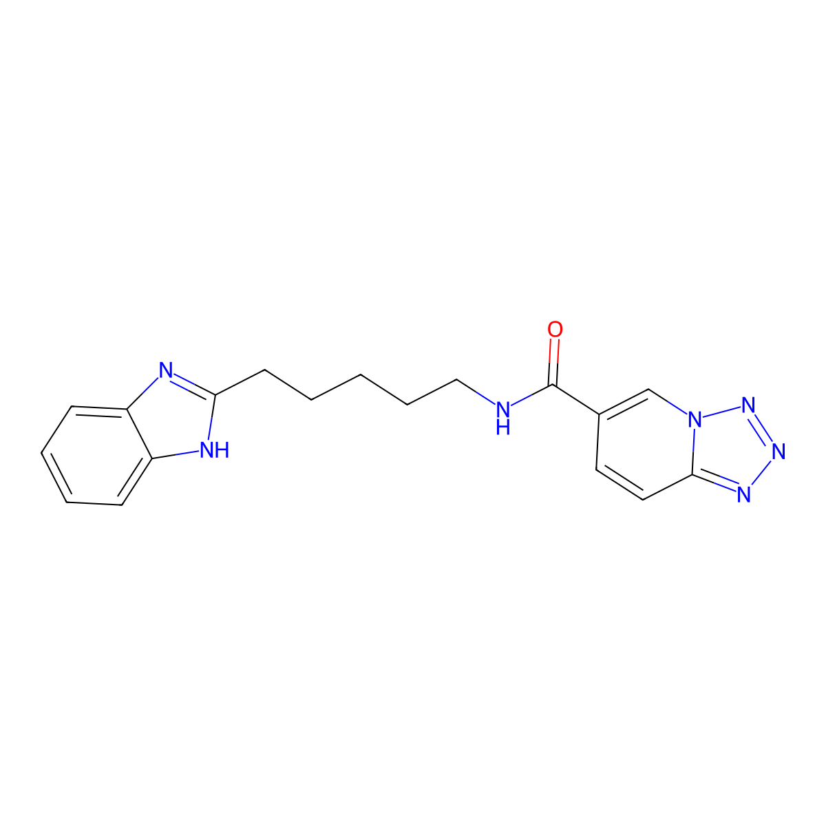 N-[5-(1H-benzimidazol-2-yl)pentyl]tetrazolo[1,5-a]pyridine-6-carboxamide molecular structure, CAS 1574478-33-3