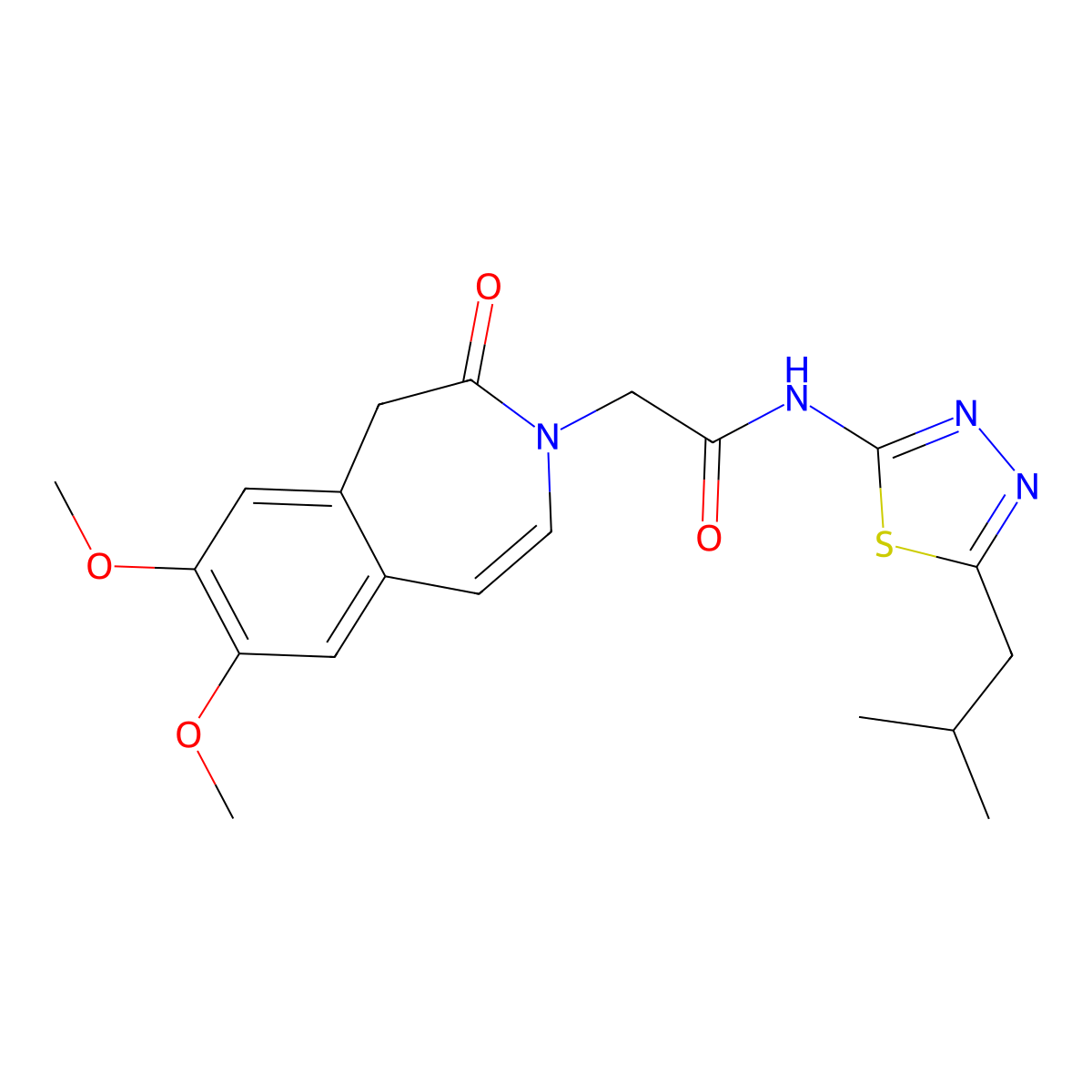 2-(7,8-dimethoxy-2-oxo-1,2-dihydro-3H-3-benzazepin-3-yl)-N-[(2Z)-5-(2-methylpropyl)-1,3,4-thiadiazol-2(3H)-ylidene]acetamide molecular structure, CAS 1574478-37-7