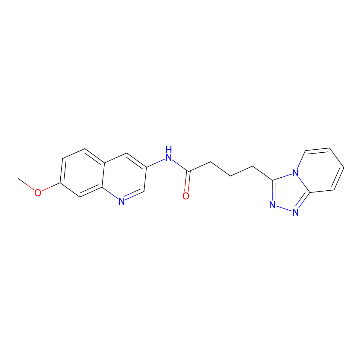 N-(7-methoxyquinolin-3-yl)-4-([1,2,4]triazolo[4,3-a]pyridin-3-yl)butanamide molecular structure, CAS 1574478-43-5