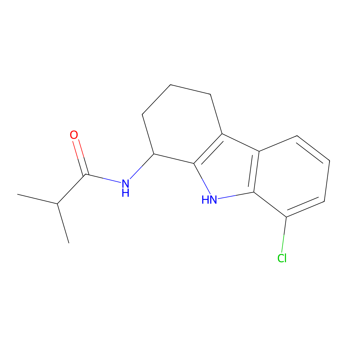 N-(8-chloro-2,3,4,9-tetrahydro-1H-carbazol-1-yl)-2-methylpropanamide molecular structure, CAS 1574478-51-5