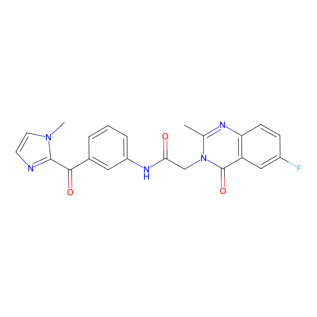 2-(6-fluoro-2-methyl-4-oxoquinazolin-3(4H)-yl)-N-{3-[(1-methyl-1H-imidazol-2-yl)carbonyl]phenyl}acetamide molecular structure, CAS 1574478-70-8
