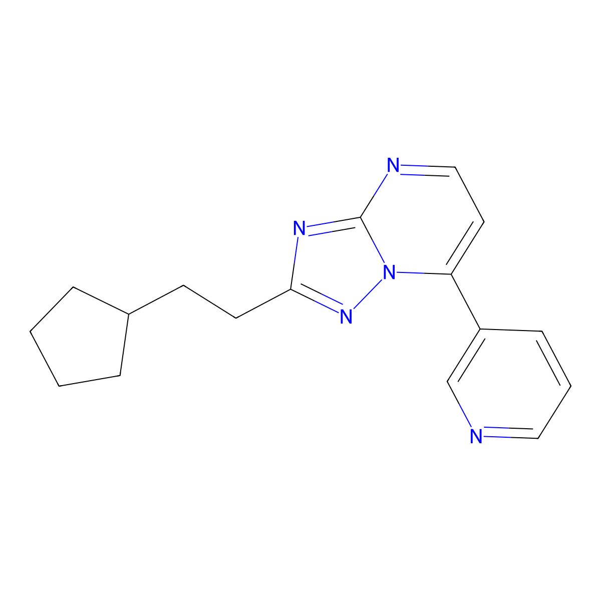 2-(2-Cyclopentylethyl)-7-(3-pyridyl)[1,2,4]triazolo[1,5-a]pyrimidine molecular structure, CAS 1574478-73-1