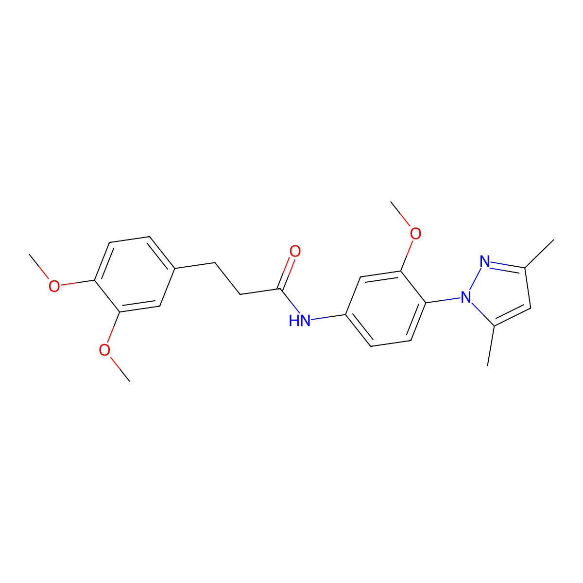 3-(3,4-dimethoxyphenyl)-N-[4-(3,5-dimethyl-1H-pyrazol-1-yl)-3-methoxyphenyl]propanamide molecular structure, CAS 1574478-81-1