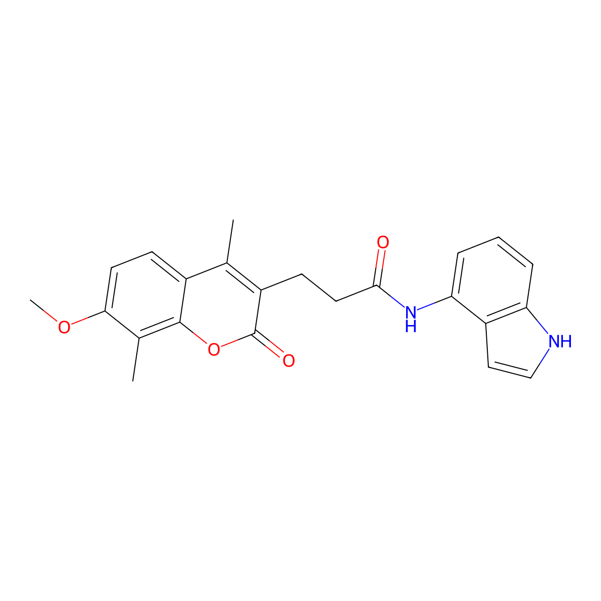 N-(1H-indol-4-yl)-3-(7-methoxy-4,8-dimethyl-2-oxo-2H-chromen-3-yl)propanamide molecular structure, CAS 1574478-84-4