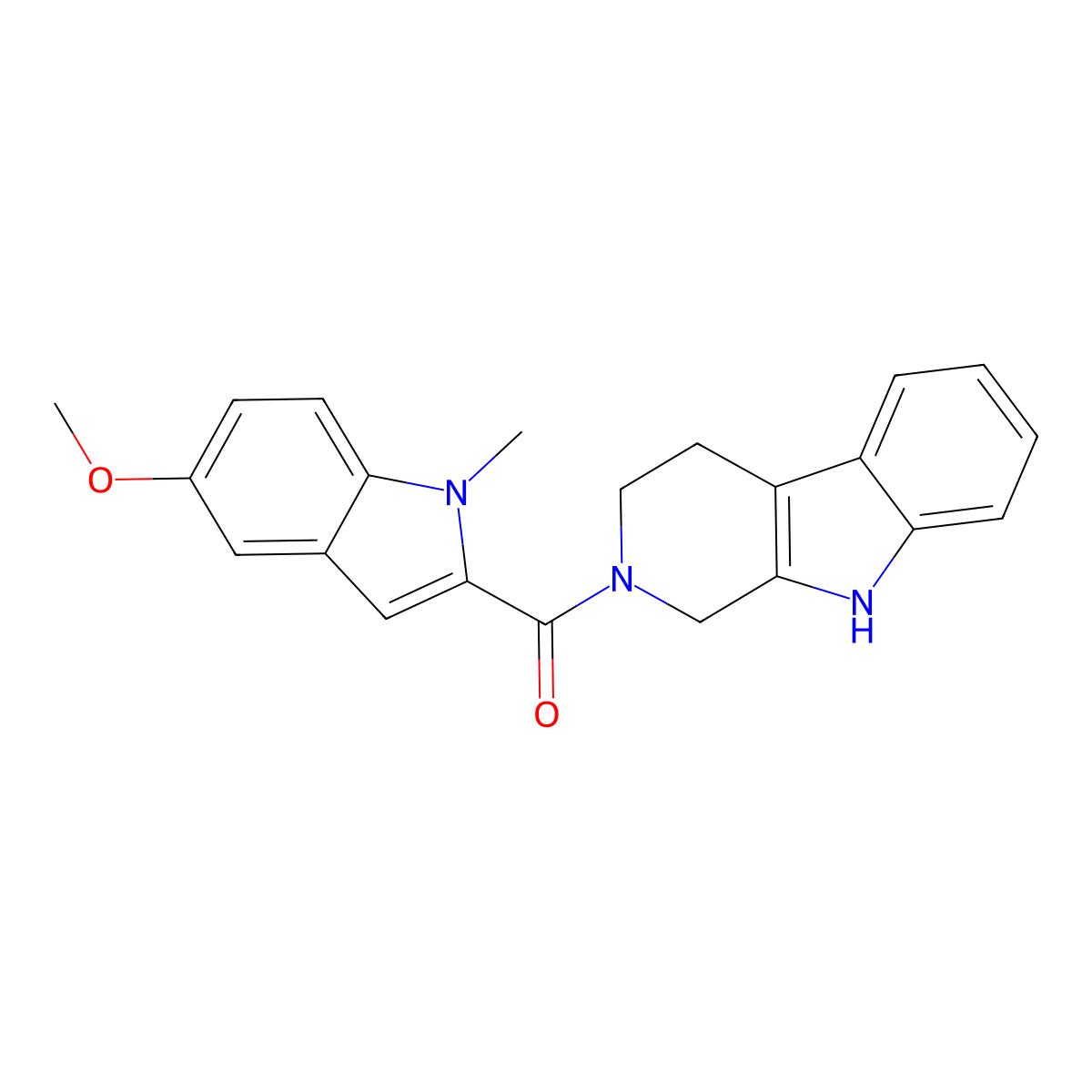 (5-methoxy-1-methyl-1H-indol-2-yl)(1,3,4,9-tetrahydro-2H-beta-carbolin-2-yl)methanone molecular structure, CAS 1574478-92-4