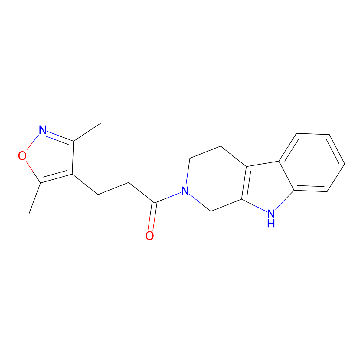 3-(3,5-dimethyl-1,2-oxazol-4-yl)-1-(1,3,4,9-tetrahydro-2H-beta-carbolin-2-yl)propan-1-one molecular structure, CAS 1574478-95-7