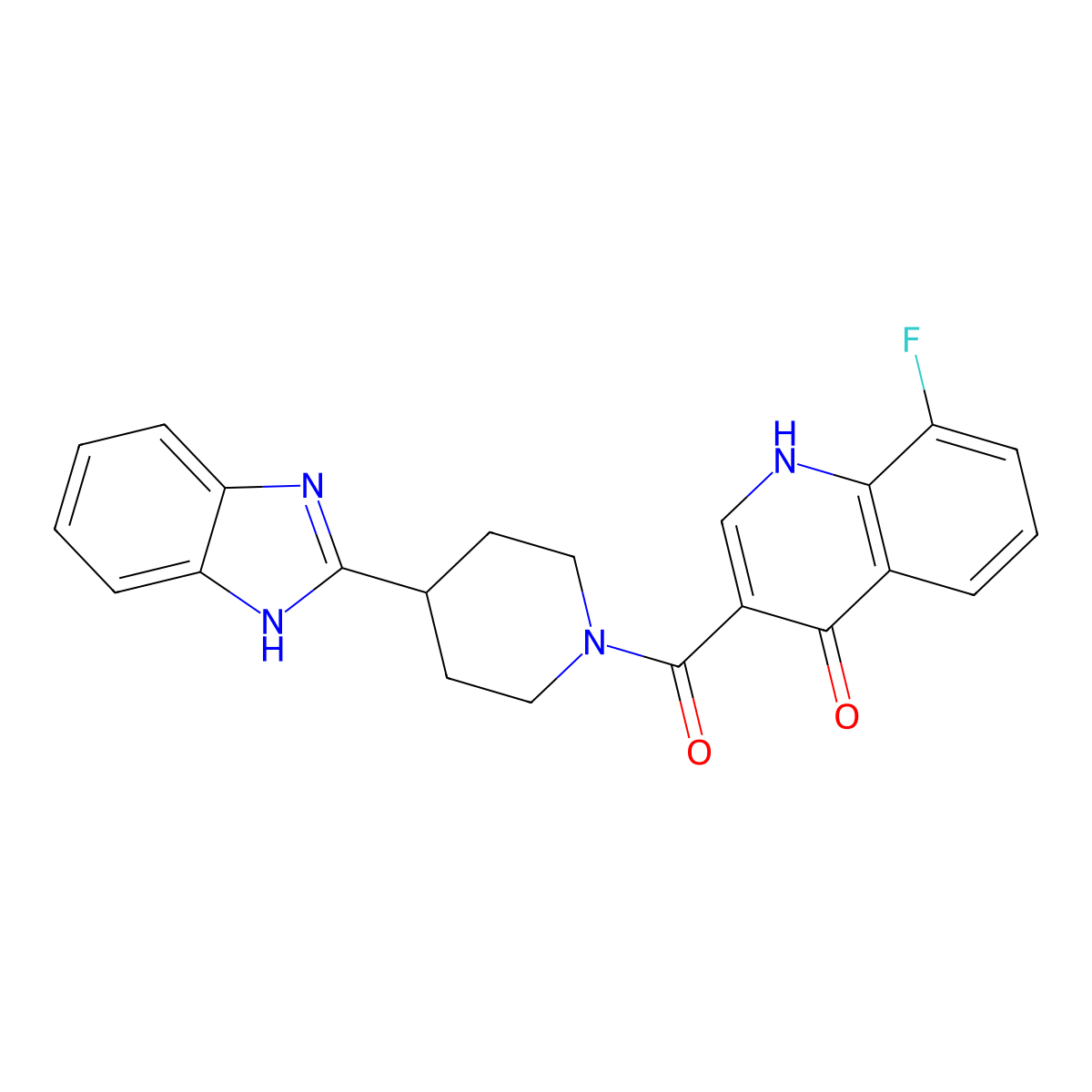 [4-(1H-benzimidazol-2-yl)piperidin-1-yl](8-fluoro-4-hydroxyquinolin-3-yl)methanone molecular structure, CAS 1574478-98-0