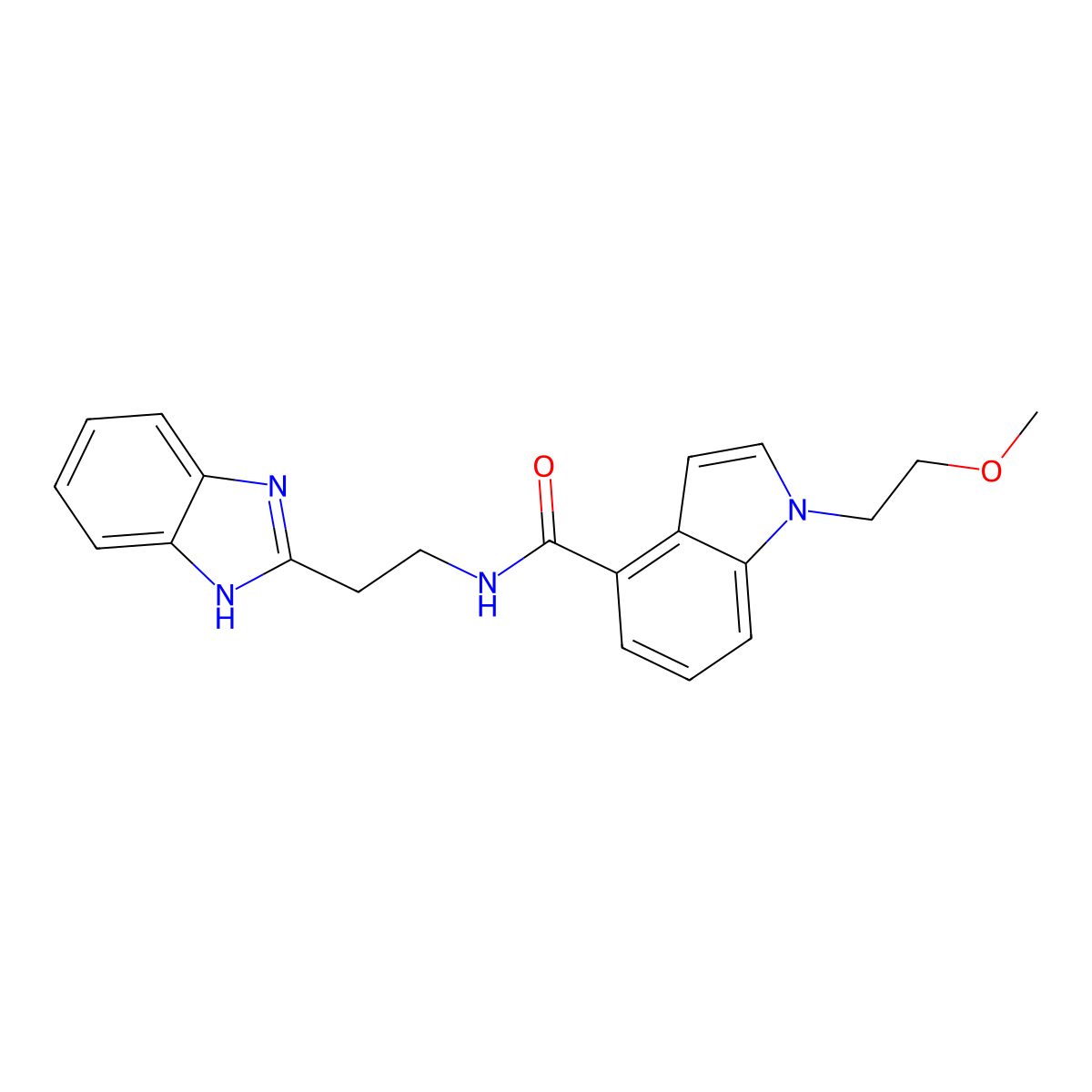 N-[2-(1H-1,3-benzimidazol-2-yl)ethyl]-1-(2-methoxyethyl)-1H-indole-4-carboxamide molecular structure, CAS 1574478-99-1