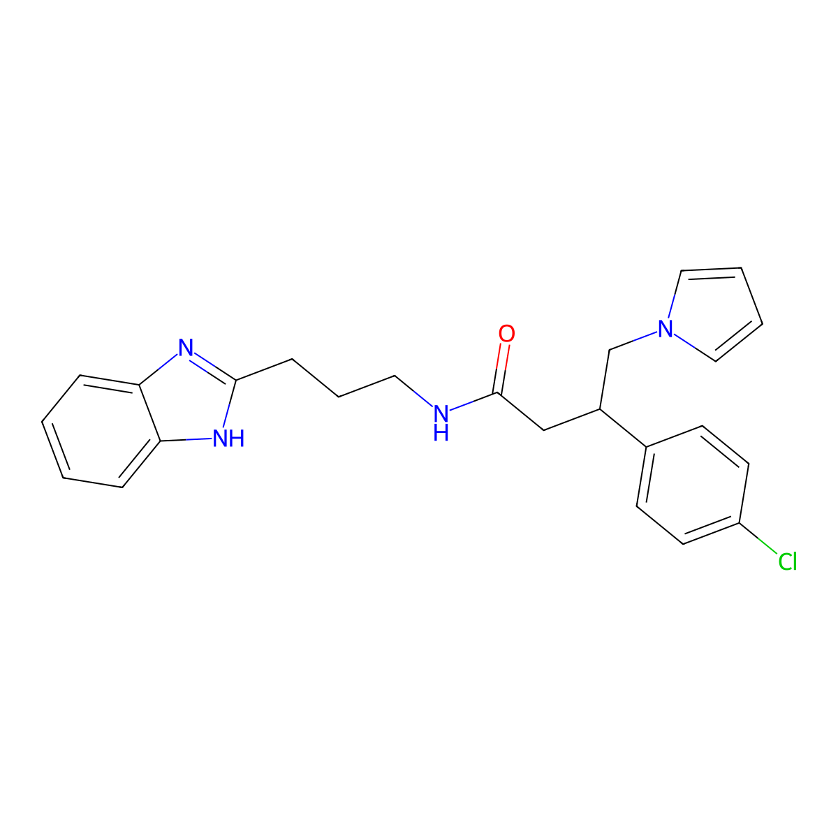 N-[3-(1H-benzimidazol-2-yl)propyl]-3-(4-chlorophenyl)-4-(1H-pyrrol-1-yl)butanamide molecular structure, CAS 1574479-09-6