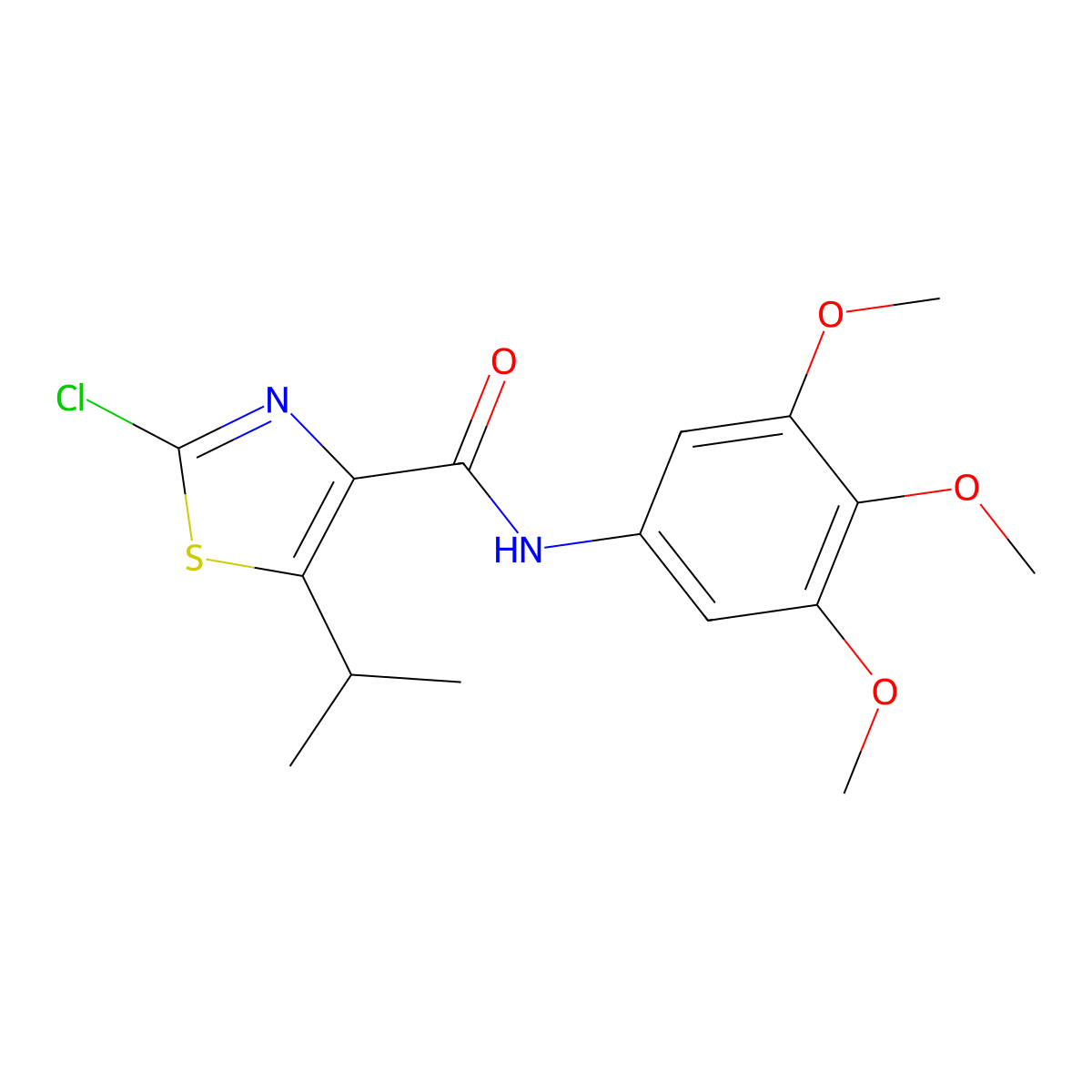 2-chloro-5-(propan-2-yl)-N-(3,4,5-trimethoxyphenyl)-1,3-thiazole-4-carboxamide molecular structure, CAS 1574479-10-9